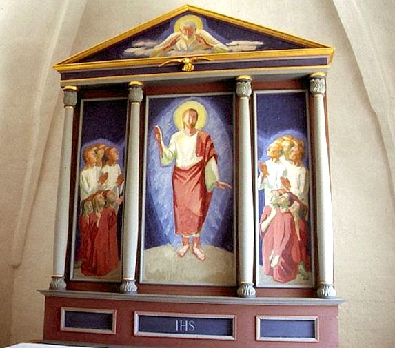 1954 Ingolf Røjbæk Kristus åbenbaret for apostlene Trefløjet alterbillede Hammelev v Randers