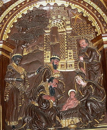 1591 Renæssance Helligtrekonger Prædikestol Sct. Catharinæ, Ribe.JPG