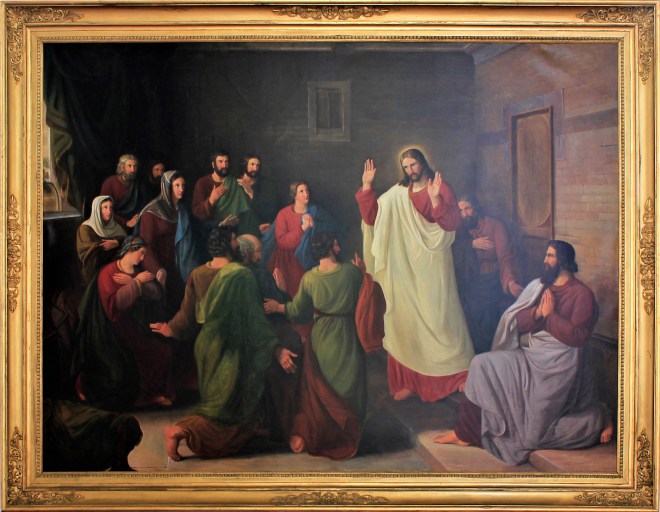 1842 Dankvart Dreyer Den opstandne viser sig for disciplene, altertavle Assens Kirke.jpg