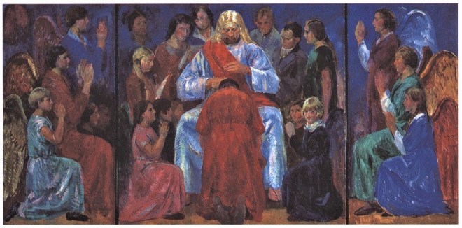 1927 Aksel Jørgensen Den spedalske genindsat 2008 i Taksigelseskirke.jpg