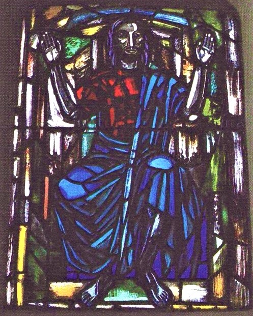 1954 Paul Høm, nærbillede glasmosaik i Faster Kirke Billede1