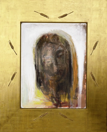 2005 Maja Lisa Engelhardt Den opstandne i Guldramme med kornaks kristus_maleri vestvæg Skannerup