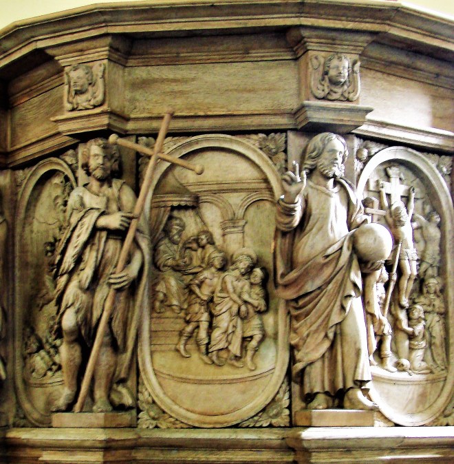 1698 Formentlig Lauritz Jensen, Essenbæk, Prædikestol Hobro, fra den gamle kirke, Claus DSC08156